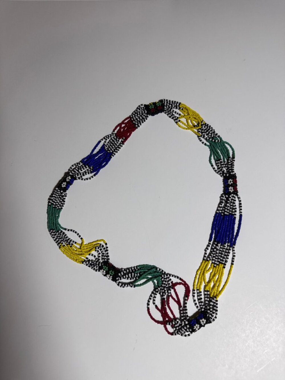 Handmade Zulu-Style African Beaded Multi-Strand Seed Bead Rope Necklace Multicol